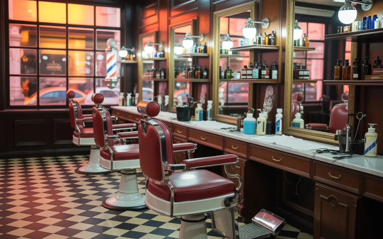 Professional barber cutting hair